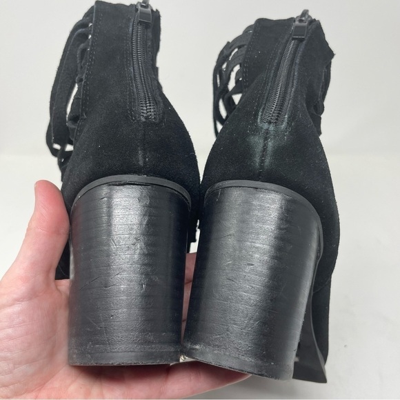 Torrid Ankle Booties Strappy detail Stacked 3” Heels Side Zip Black sz 10 - Picture 8 of 12